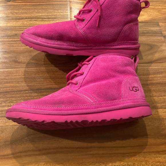 UGG Women's Neumel 1094269 Pink Suede Lace Up Ankle Winter Boot Size 6 - Picture 2 of 7